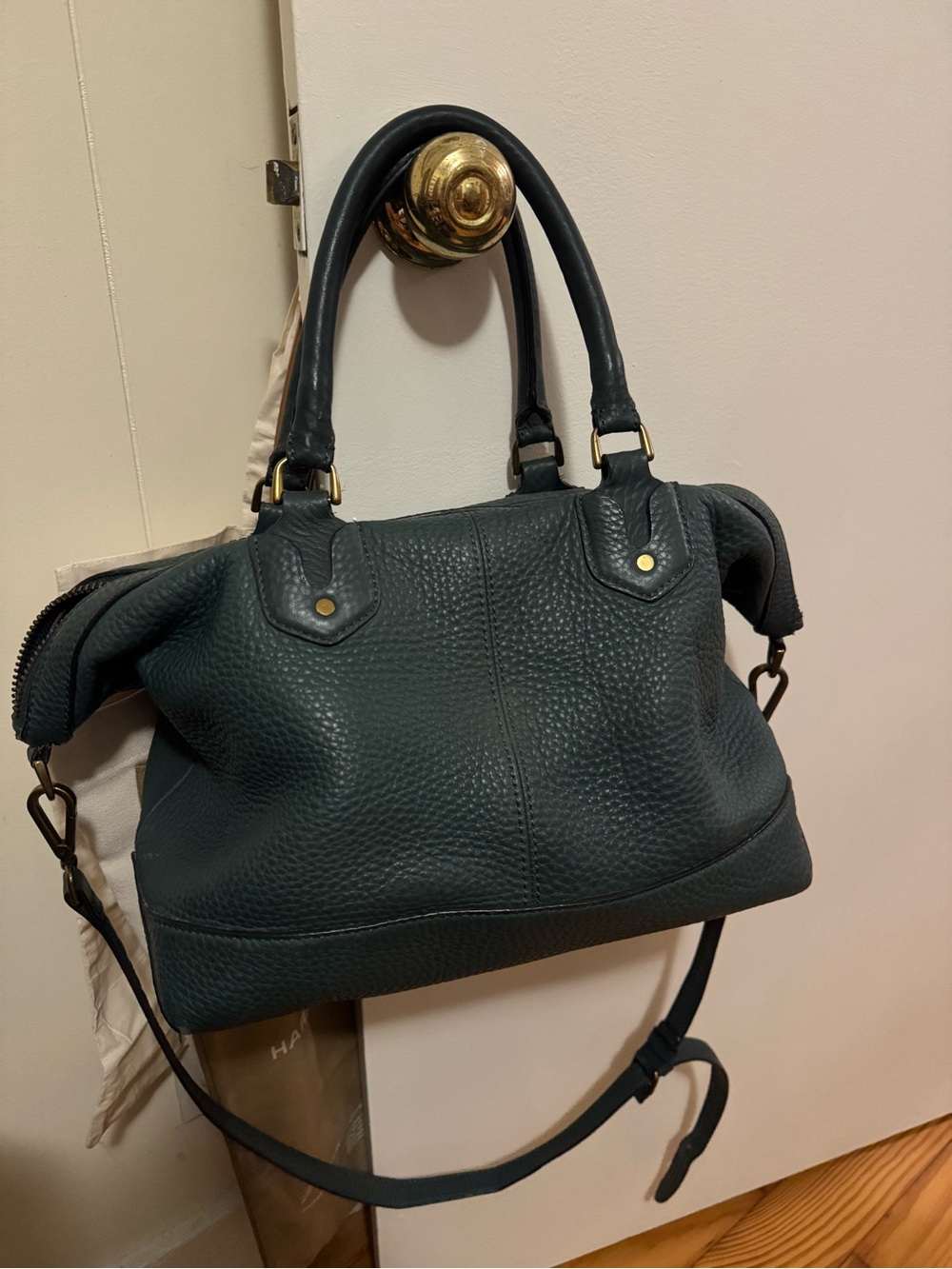 Madewell Dark Green Leather Satchel Bag